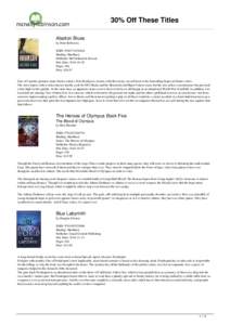 30% Off These Titles Abattoir Blues by Peter Robinson ISBN: [removed]Binding: Hardback Publisher: McClelland & Stewart