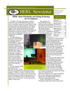 HUMAN ENGINEERING RESEAR CH LABORATORIES  HERL Newsletter HERL Hosts Wheelchair and Seating Workshop for VA Clinicians