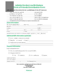 Juliette Gordon Low Birthplace Circle of Frieends Contribution Form