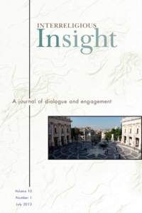 Interreligious  A journal of dialogue and engagement Volume 10 Number 1