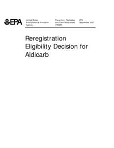 US EPA - Pesticides - Reregistration Eligibility Decision (RED) for Aldicarb