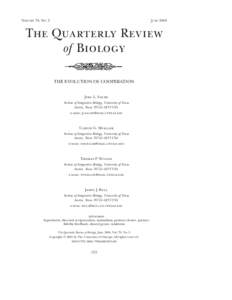 Volume 79, No. 2  June 2004 The Quarterly Review of Biology