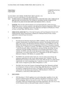 International Maritime Organization / Law of the sea / Chemistry / International Convention for the Safety of Life at Sea / International Maritime Dangerous Goods Code / Radioactive waste / High level waste / Plutonium / Dangerous goods / Transport / Water transport / Water