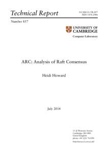 ARC: Analysis of Raft Consensus