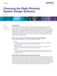 White Paper  Choosing the Right Photonic System Design Software June 2015
