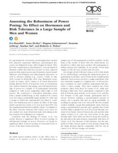 research-article2015 PSSXXX10.1177/0956797614553946Ranehill et al.Power Posing