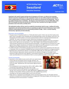 ACTSA Briefing Paper:  Swaziland Executive Summary  September 2010