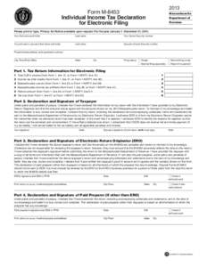 2013  Form M-8453 Individual Income Tax Declaration for Electronic Filing