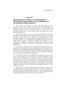 E/CN[removed]CRP.1  Annex II Statement by the Committee on the Elimination of Discrimination against Women on its relationship with national human rights institutions