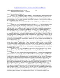 Southern Campaign American Revolution Pension Statements & Rosters Pension Application of Robert Givens S13168 Transcribed and annotated by C. Leon Harris. VA