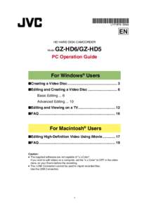 EN HD HARD DISK CAMCORDER Model GZ-HD6/GZ-HD5