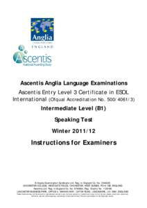 MARKING CRITERIA ANGLIA SPEAKING TEST