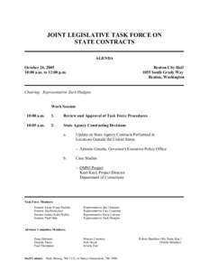 JOINT LEGISLATIVE TASK FORCE ON STATE CONTRACTS AGENDA October 26, [removed]:00 a.m. to 12:00 p.m.