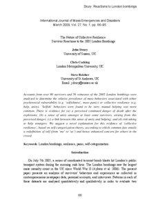 Year of birth missing / Social psychology / Crowd psychology / Sociological terms / Steve Reicher / Mind / Psychological resilience / Collective behavior / 7 July 2005 London bombings / Sociology / John Drury / University of Sussex