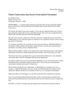Fosters Daily DemocratNature Conservancy buys Sawyer Farm land in Newmarket By TERRY DATE Democrat Staff writer