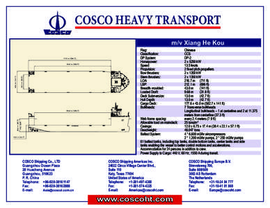 COSCO HEAVY TRANSPORT m/v Xiang He Kou Flag:	Chinese Classification:	 CCS DP System: