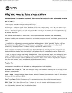 Why You Need to Take a Nap at Work