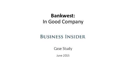 Bankwest: In Good Company Case Study June 2015