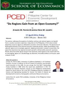 and  present a seminar on “Do Regions Gain from an Open Economy?” by