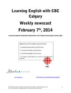 Learning English with CBC Calgary Weekly newscast th