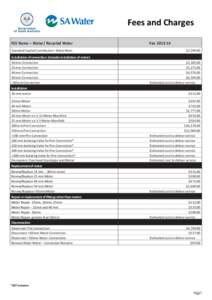 Fees and Charges FEE Name – Water/ Recycled Water Standard Capital Contribution- Water Main Fee $3,299.00