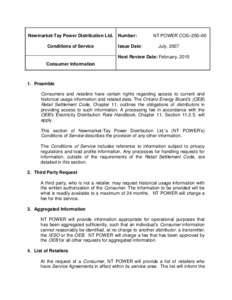 Newmarket-Tay Power Distribution Ltd. Conditions of Service Number: Issue Date: