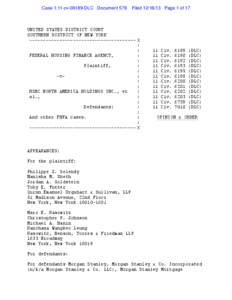 Case 1:11-cv[removed]DLC Document 578  Filed[removed]Page 1 of 17 UNITED STATES DISTRICT COURT SOUTHERN DISTRICT OF NEW YORK