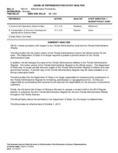 HOUSE OF REPRESENTATIVES STAFF ANALYSIS BILL #: HB 541 Administrative Procedures SPONSOR(S): Brandes TIED BILLS: IDEN./SIM. BILLS: SB 1084