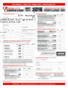 5TH ANNUAL • ROSE CITY COMIC CON • ADVERTISING KIT  Company Information 3. Hanging Signage