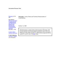Nicaragua: Letter of Intent and Technical Memorandum of Understanding, October 16, 2009