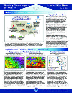 Missouri River Basin  Quarterly Climate Impacts and Outlook  March 2014