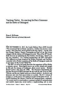 Teaching Twitter: Re-enacting the Paris Commune 	 and the Battle of Stalingrad Brian A. McKenzie  National University of Ireland, Maynooth