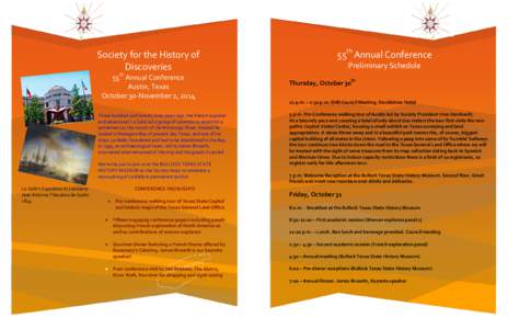 Society for the History of Discoveries 55th Annual Conference Austin, Texas October 3o-November 2, 2014