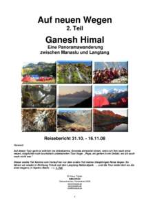 Auf neuen Wegen 2. Teil Ganesh Himal Eine Panoramawanderung zwischen Manaslu und Langtang