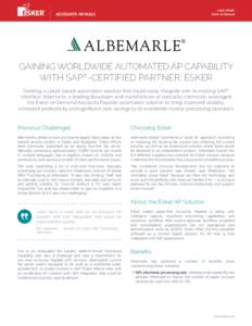 CASE STUDY Esker on Demand ACCOUNTS PAYABLE  GAINING WORLDWIDE AUTOMATED AP CAPABILITY