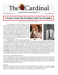 The Cardinal A PUBLICATION OF LA SALLE ACADEMY, NYC Volume 2012, Number 1 November 20, 2012