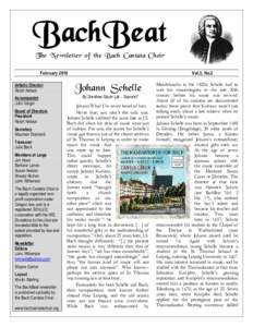 BachBeat The Newsletter of the Bach Cantata Choir February 2010 Artistic Director Ralph Nelson Accompanist