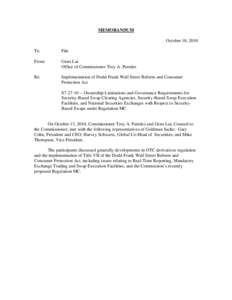 MEMORANDUM  October 18, 2010 To:  File