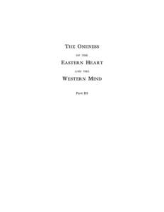 THE ONENESS OF THE EASTERN HEART AND THE