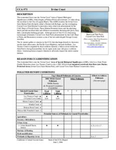 CCA #71  Irvine Coast DESCRIPTION This watershed flows into the ‘Irvine Coast” Area of Special Biological