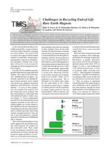 JOM  DOI: s11837 Ó 2013 TMS  Challenges in Recycling End-of-Life