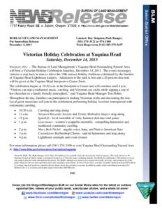 Victorian Holiday Celebration at Yaquina Head Saturday, December 14, 2013