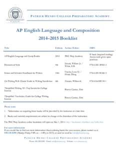 Microsoft Word[removed]2015_AP English Language and Composition Booklist