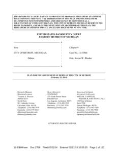 THE BANKRUPTCY COURT HAS NOT APPROVED THE PROPOSED DISCLOSURE STATEMENT TO ACCOMPANY THIS PLAN. THE DISTRIBUTION OF THIS PLAN AND THE DISCLOSURE STATEMENT IS NOT INTENDED TO BE, AND SHOULD NOT BE CONSTRUED AS, A SOLICITA