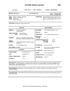 TOLUENE (diffusive sampler)  C6H5CH3 MW: 92.14