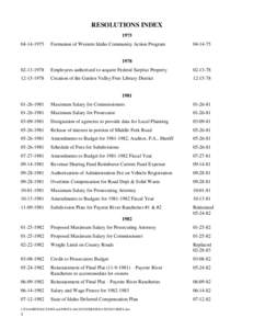 RESOLUTIONS INDEXFormation of Western Idaho Community Action Program