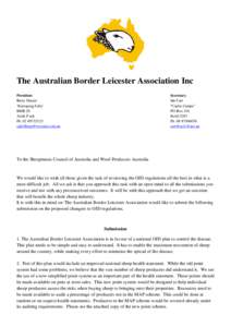 The Australian Border Leicester Association Inc President Barry Harper ‘Kurrajong Falls’ RMB 20 Ariah P ark