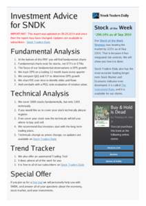 Investment Advice for SNDK Stock of the Week  IMPORTANT: This report was updated on[removed]and since