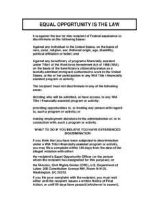 Employment discrimination / Legal documents / Law / Equal Employment Opportunity Commission / Second-wave feminism / Complaint / Equal employment opportunity / Telecommunications device for the deaf / Government / Economy
