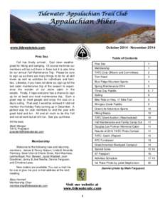 Tidewater Appalachian Trail Club  Appalachian Hiker October[removed]November 2014